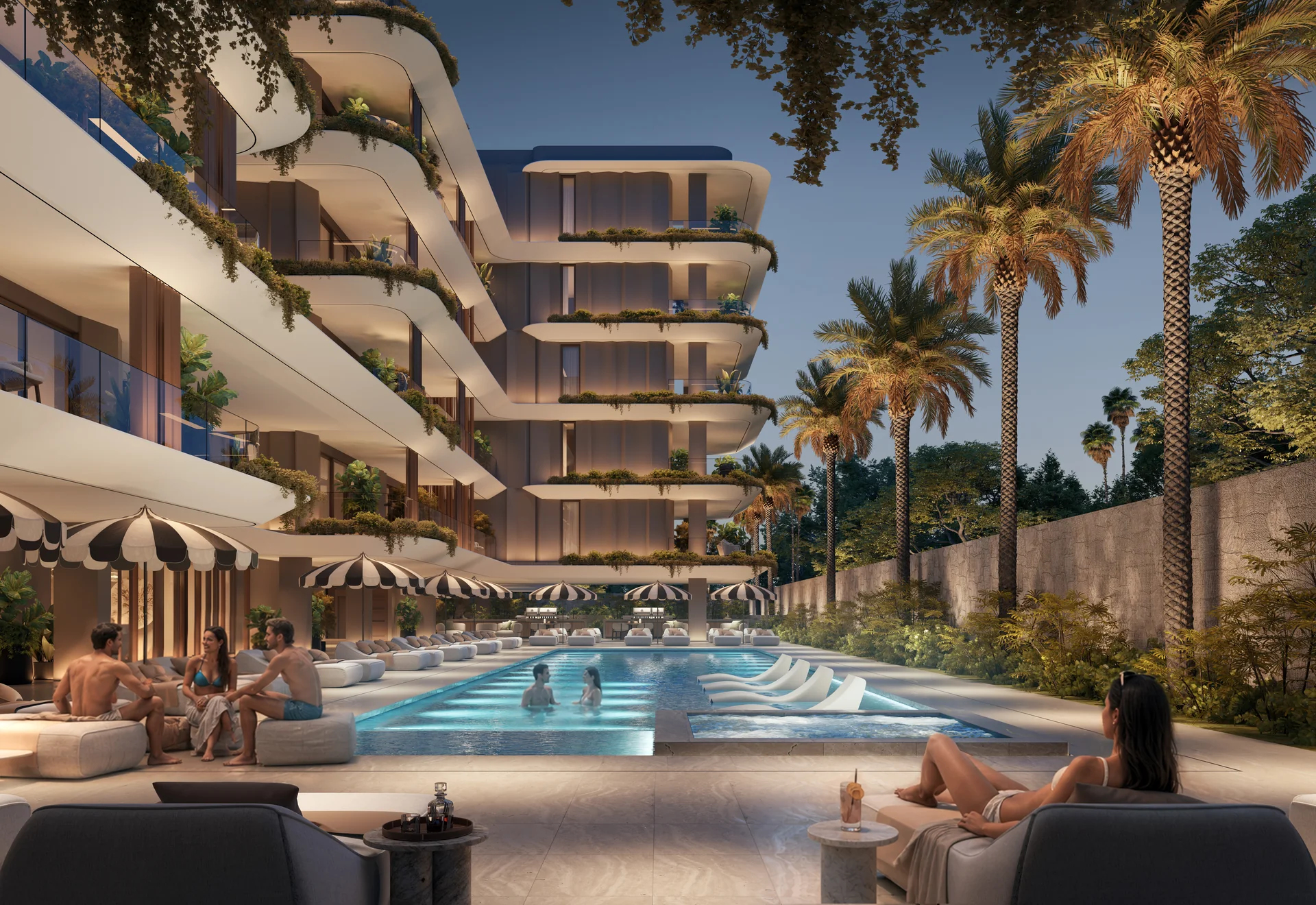 Pool and gardens — rendering